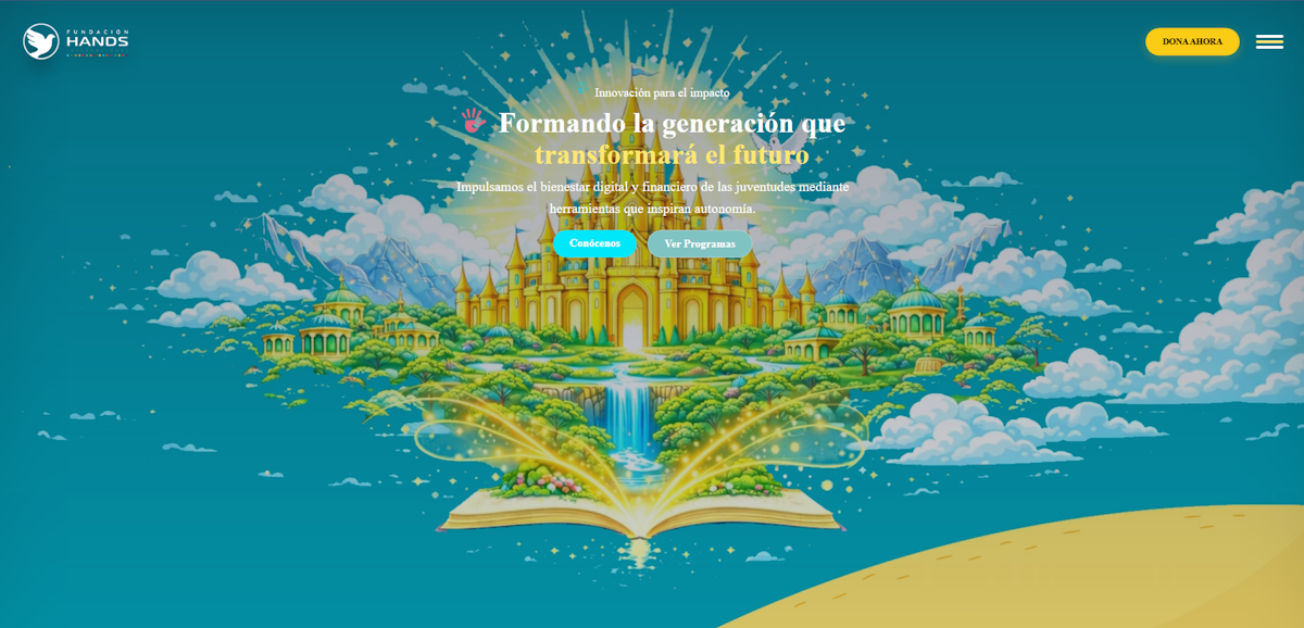 Landing page de Fundación Hands - Construyendo Ciudadanía Económica